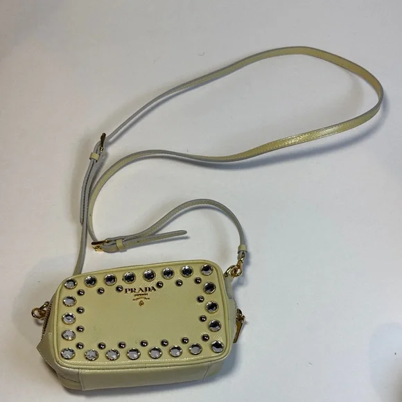 Prada Metallic Saffiano Leather Studded Mini Crossbody Bag - Picture 2 of 9